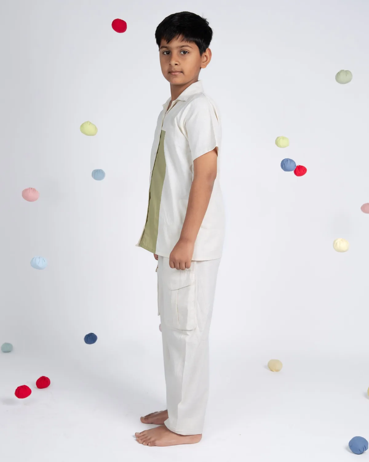 Our Dve Urban Boy completo bambino beige verde 2 pezzi