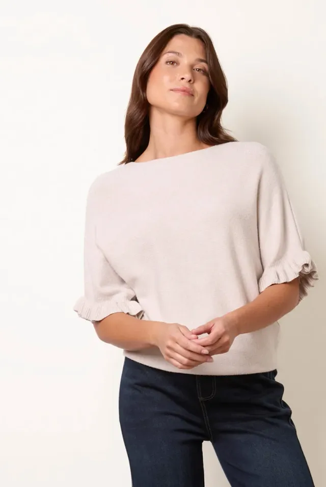 Blue Vanilla Batwing maglione beige scollo tondo