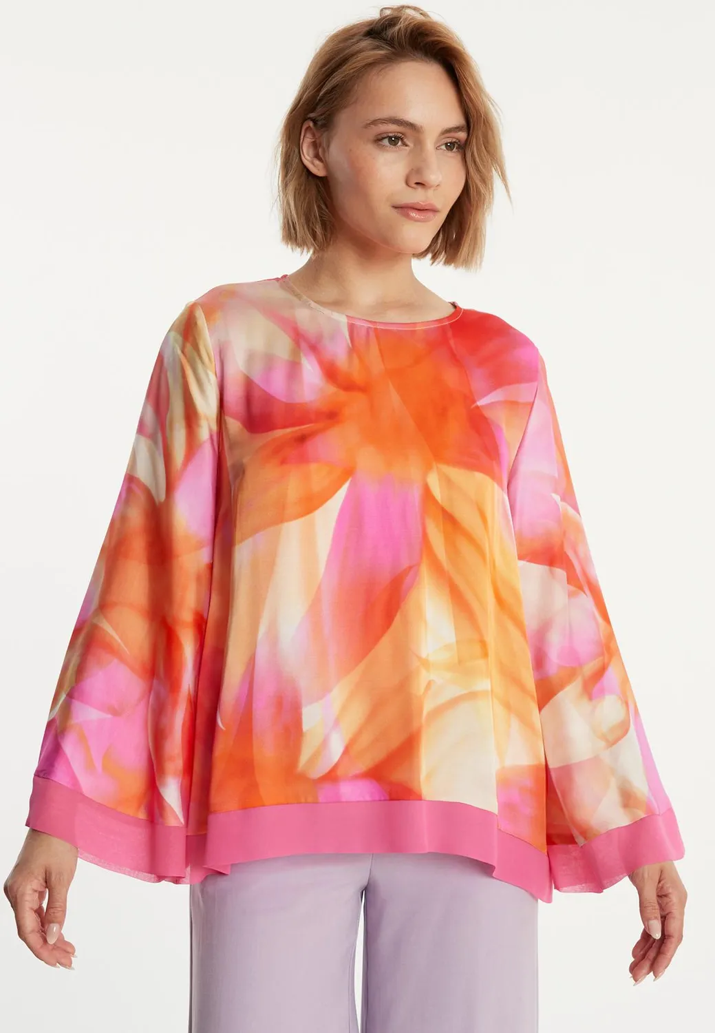 Ana Alcazar Zawera blusa satin floreale maniche ampie