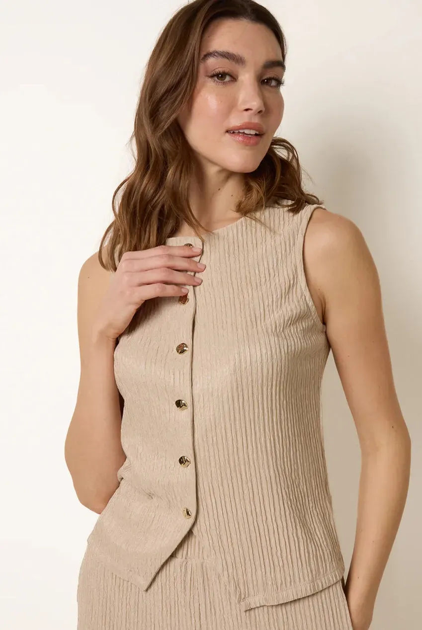 Blue Vanilla Crew Neck gilet stone M bottoni davanti
