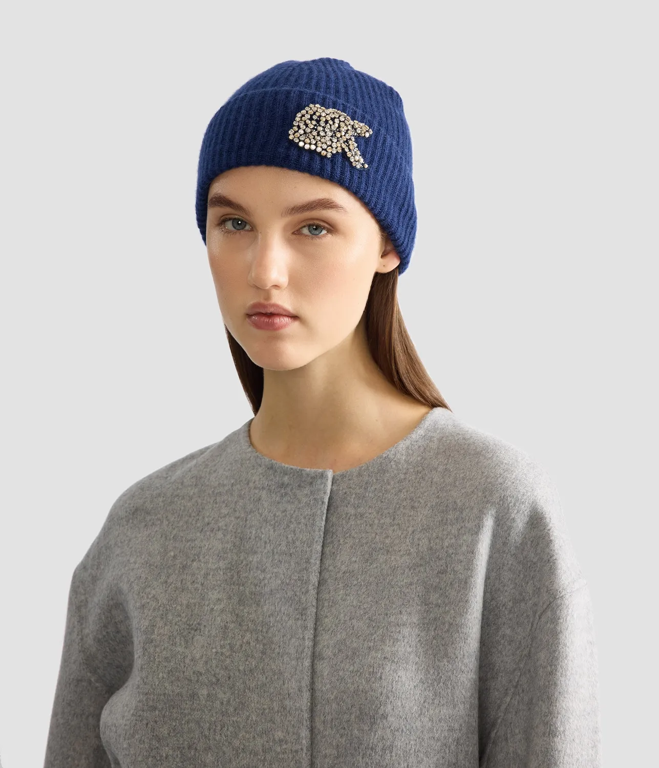Erdem Knitted Beanie berretto cashmere blu fiore