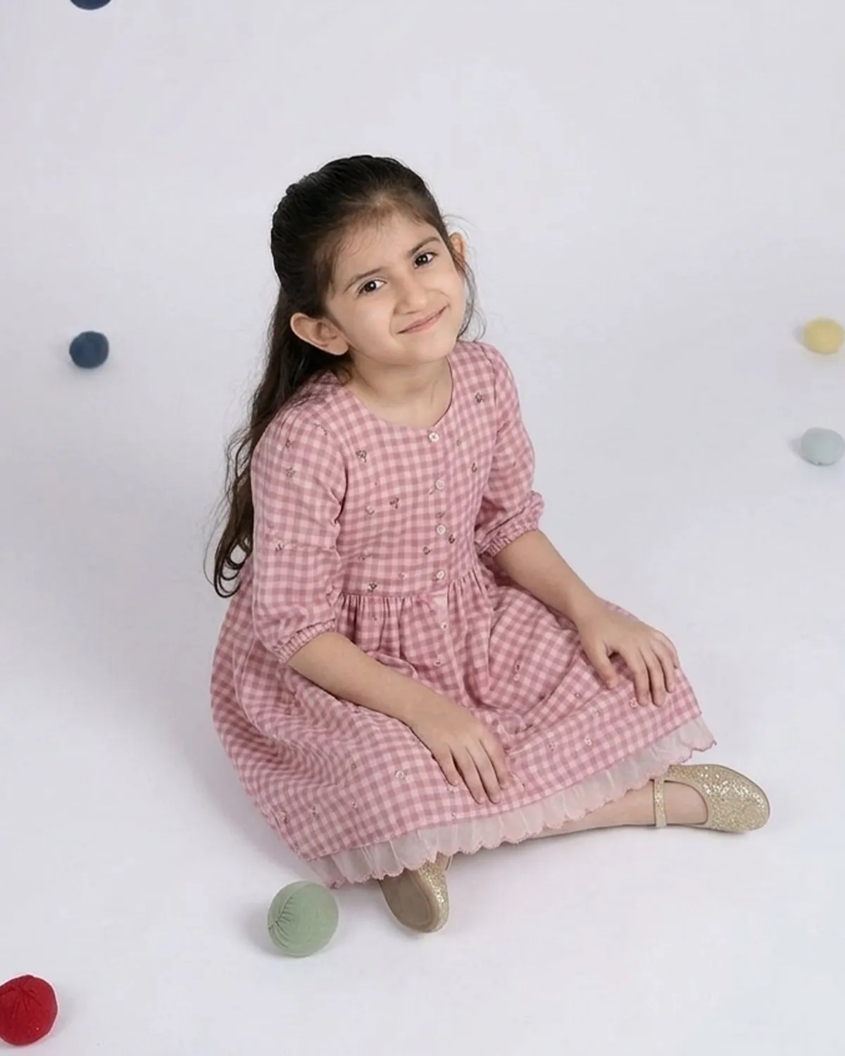 Our Dve Be You Kids Pixie abito bambina rosa quadri