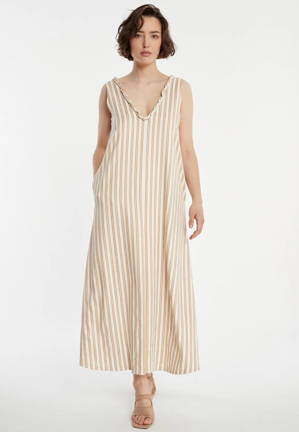 Ana Alcazar Zatea abito maxi bianco oversize righe