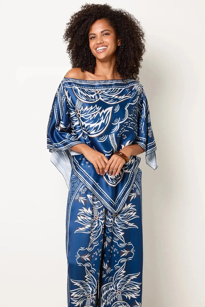 Blue Vanilla completo stampa foulard navy gamba larga