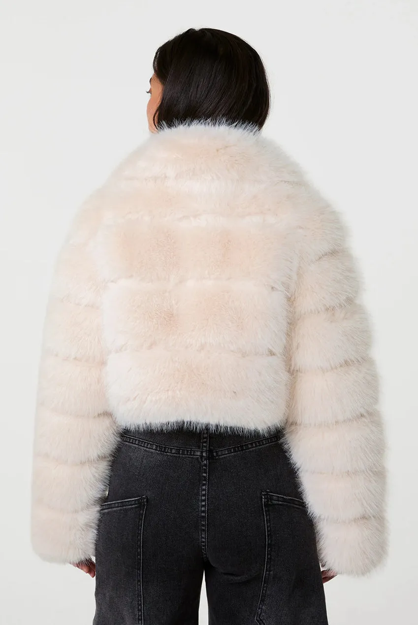 Pink Vanilla Faux Fur cappotto corto crema S/M