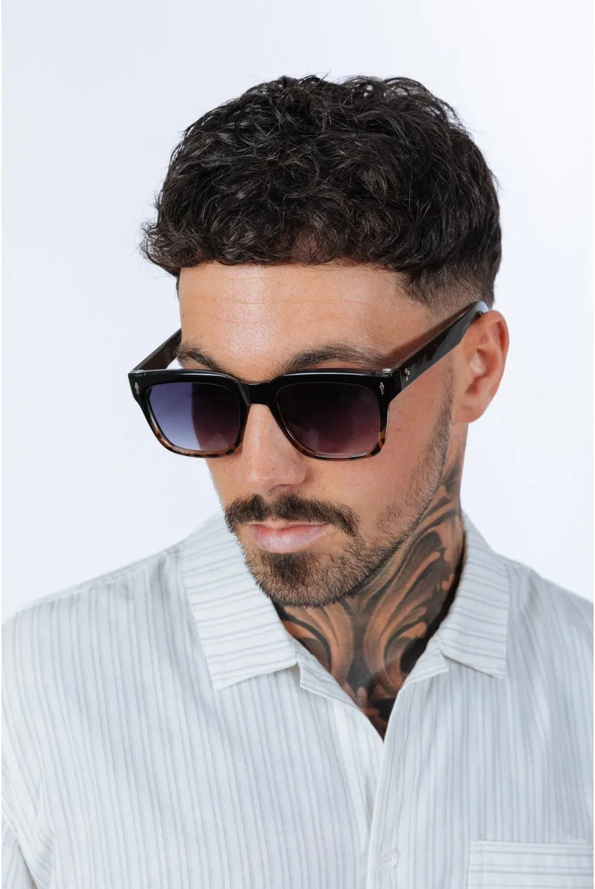 SVNX Square occhiali da sole neri leopardati UV400