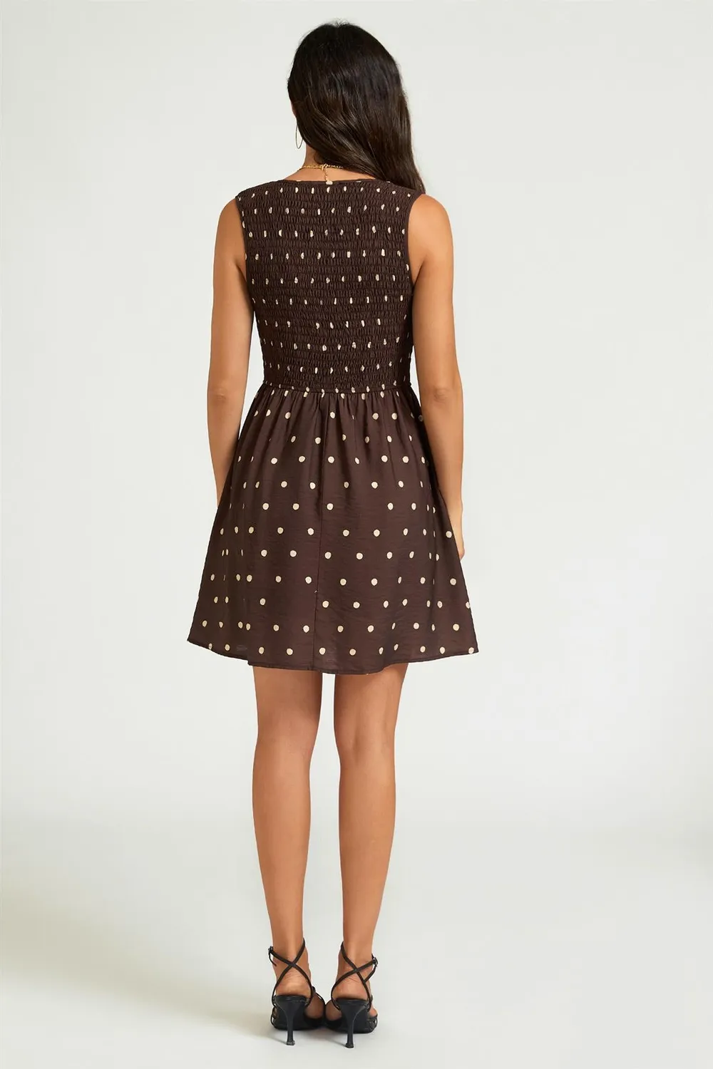 FS Collection Dot Print abito mini marrone
