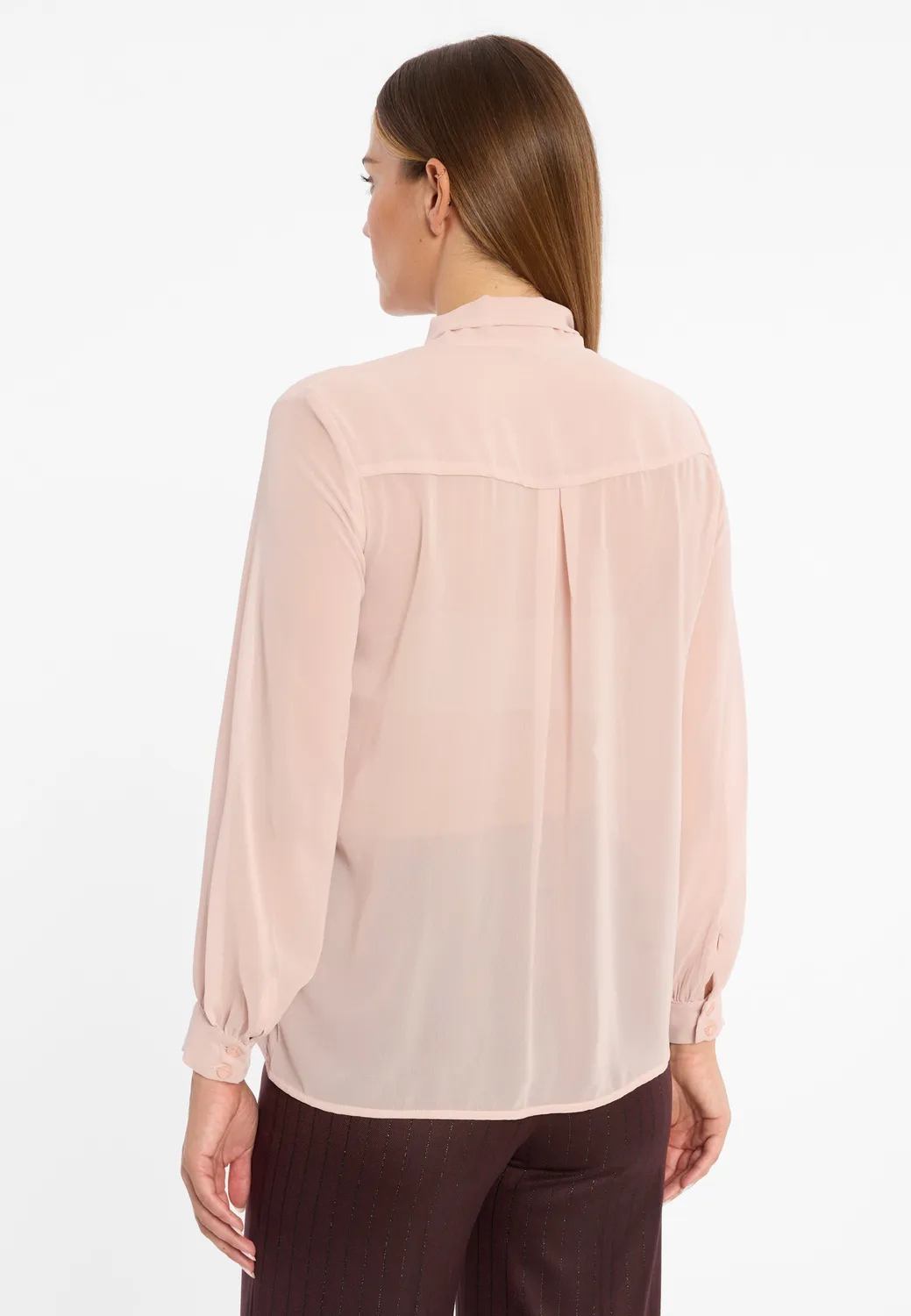 Ana Alcazar Ablea blusa chiffon rosa maniche a sbuffo