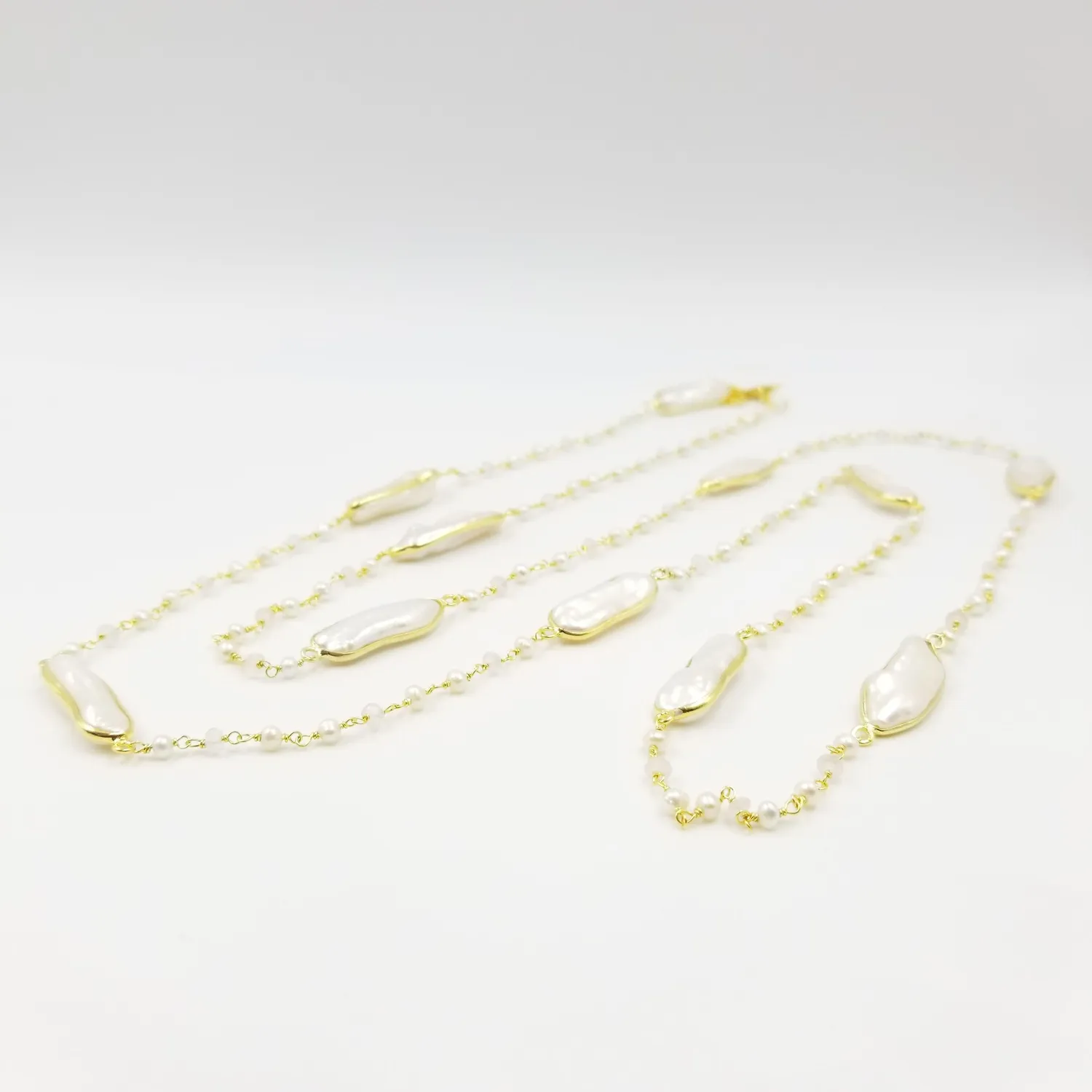 Our Dve Long Pearl Rose Quartz collana quarzo rosa