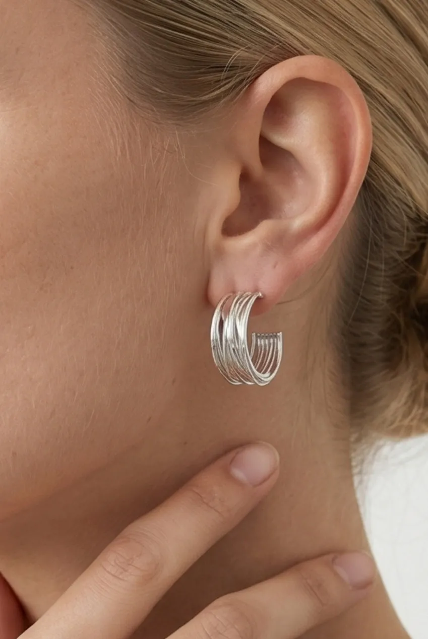 Uchi & Soto Nami Silver Twist orecchini argento onda