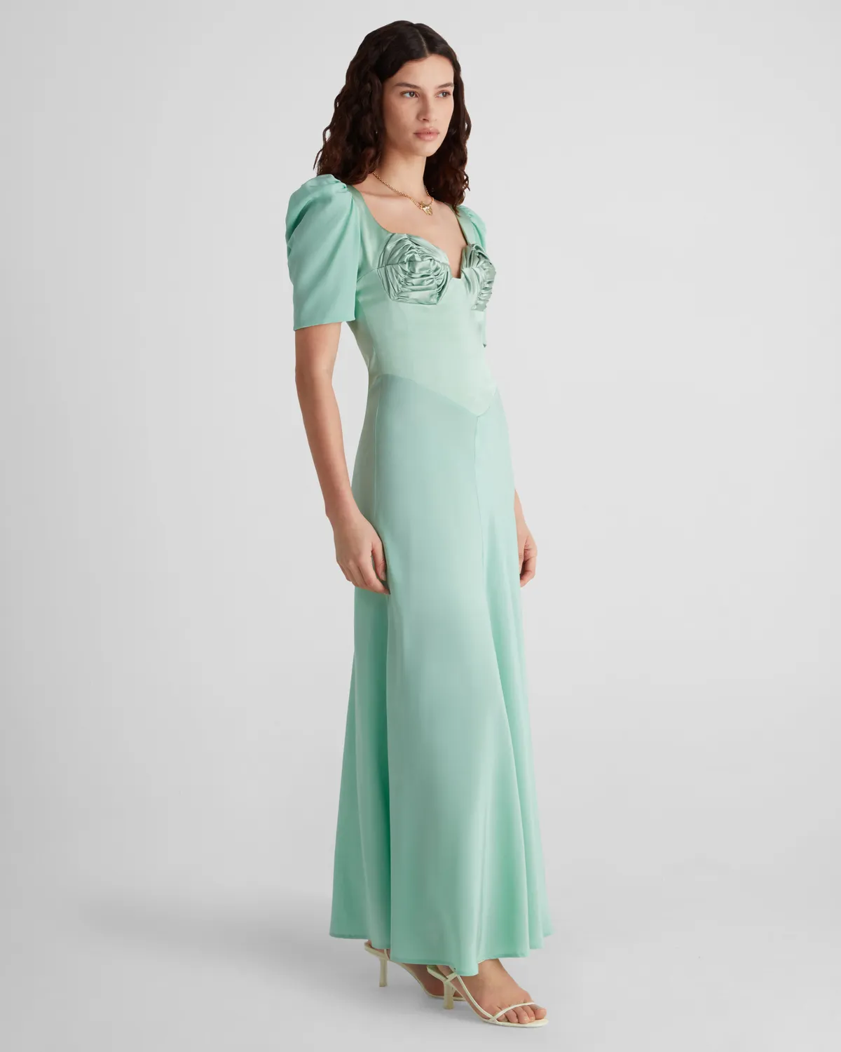 VIOLANTE NESSI Baccarat abito seta verde scollatura cuore