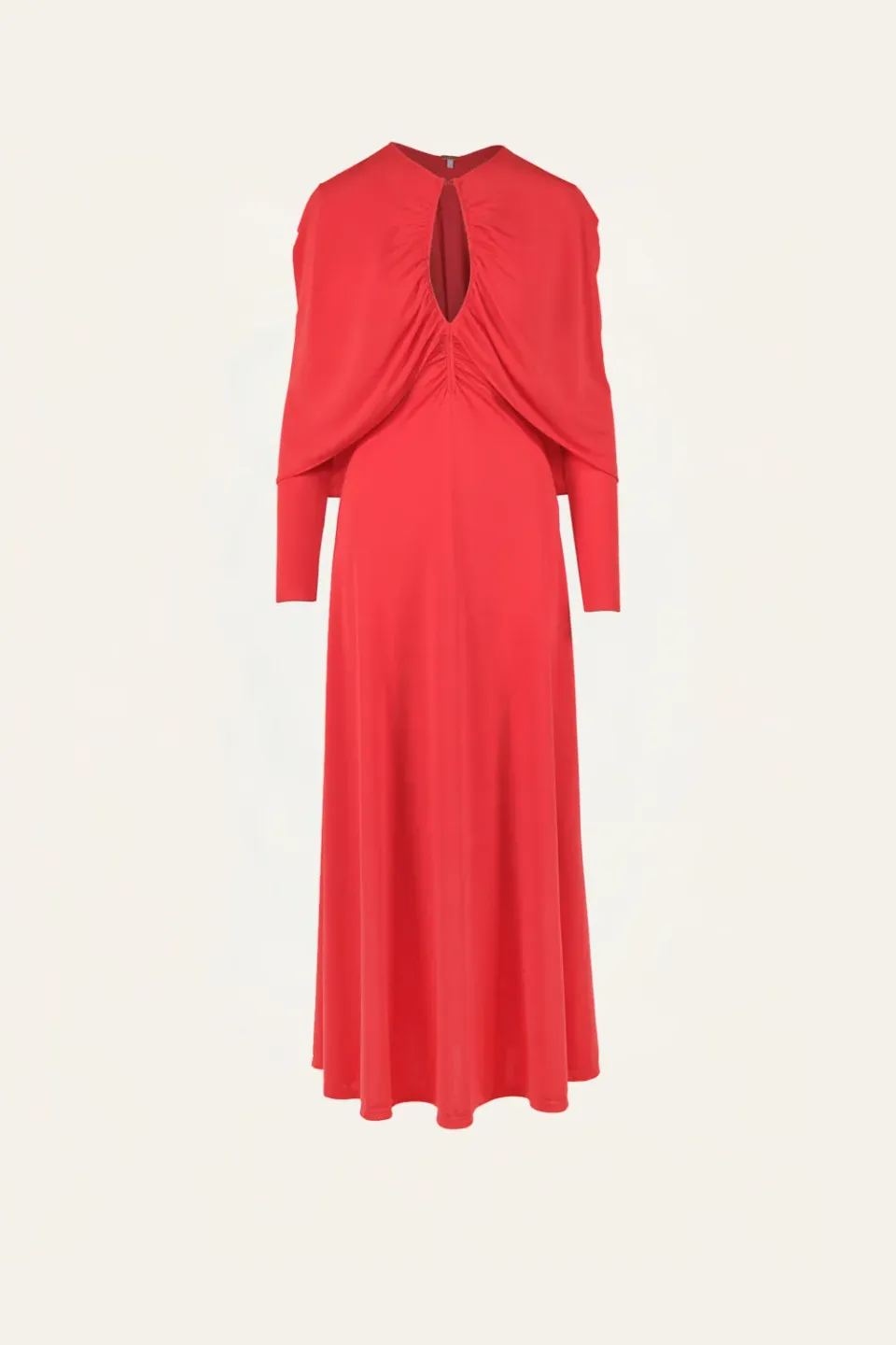 Johanna Ortiz Silent Solstice Dress abito rosso maniche mantella