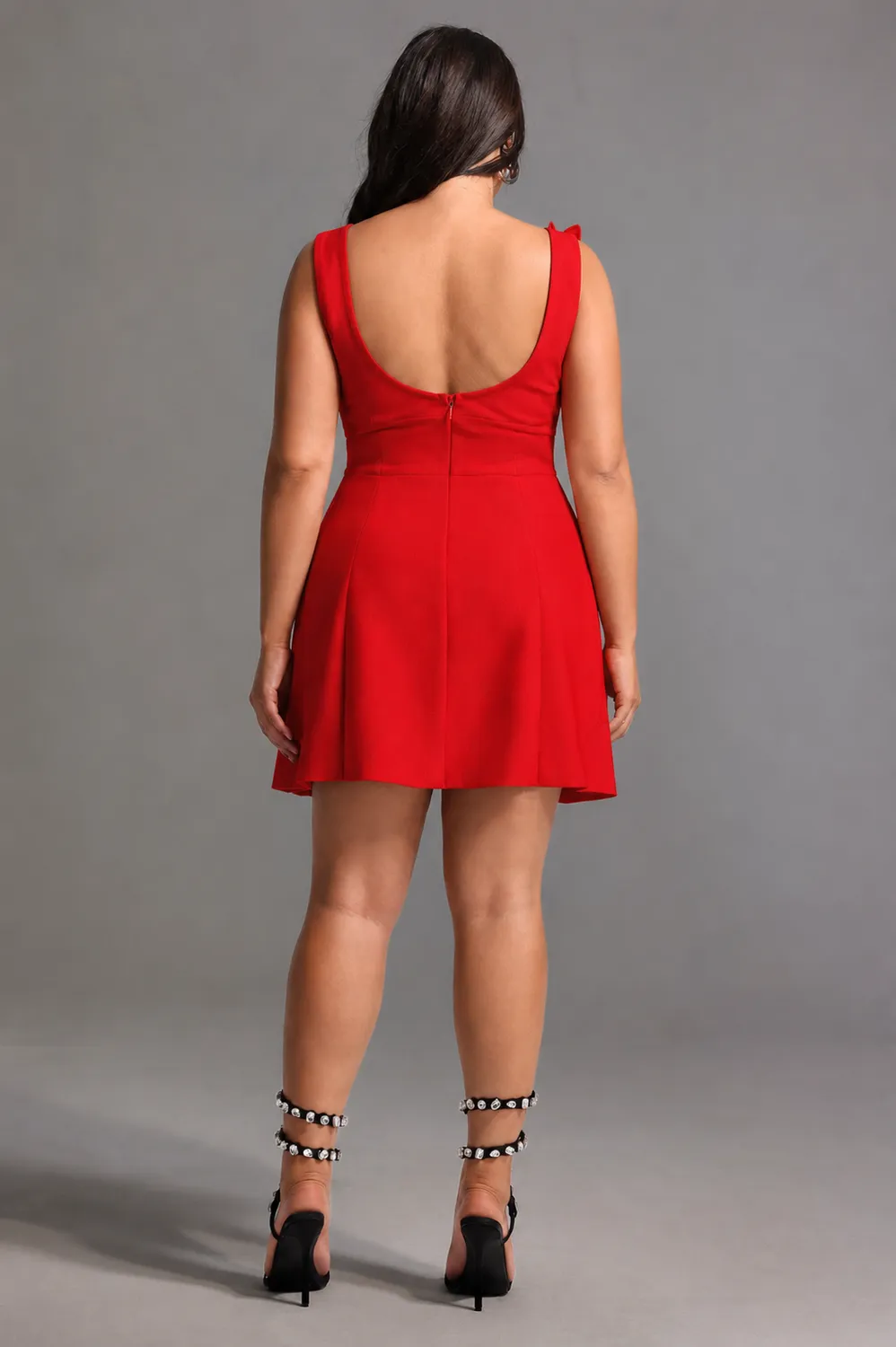 Bella Barnett Juyce Mini Abito Rosso Floreale Scollo V