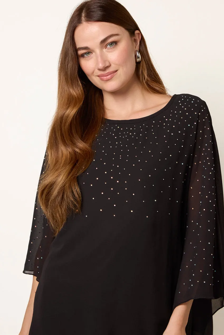 Blue Vanilla Rhinestone Tunic top nero onesize strass
