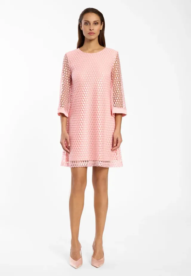 Ana Alcazar Dalva abito corto pizzo rosa