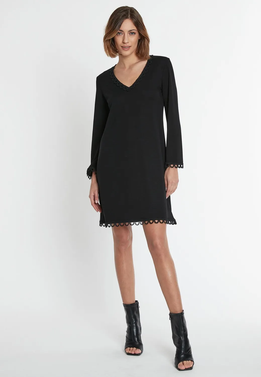 Ana Alcazar Sipela abito nero jersey manica 3/4