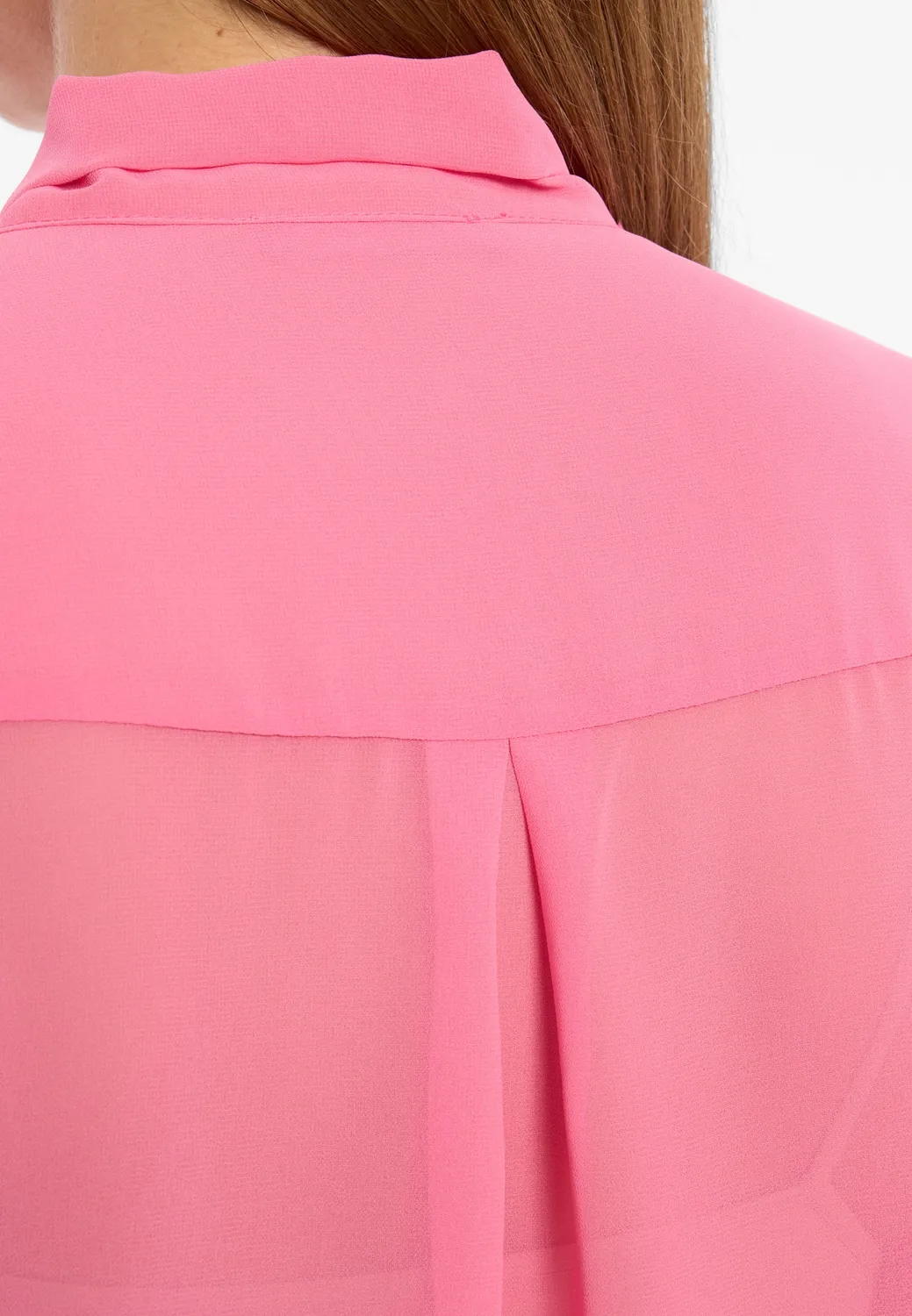 Ana Alcazar Cosie camicia chiffon rosa con fiocco