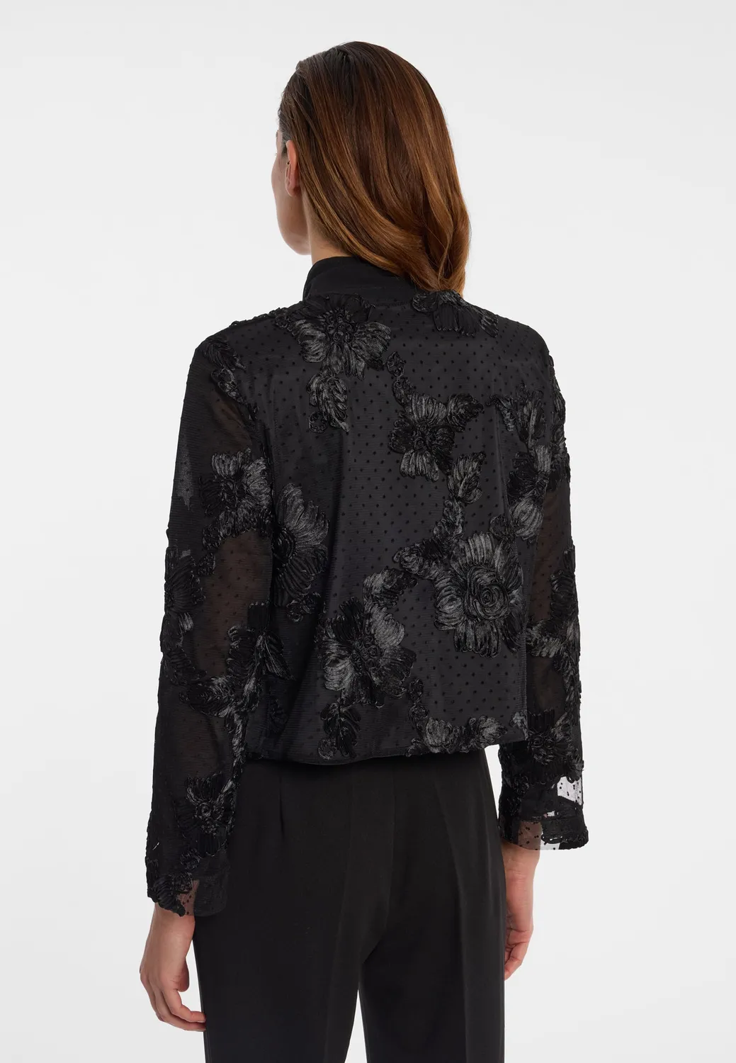 Ana Alcazar Elvie giacca nera fiori chiffon