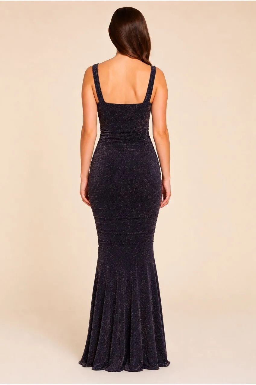 Honor Gold Gabriella Shimmer abito maxi navy oro rosa