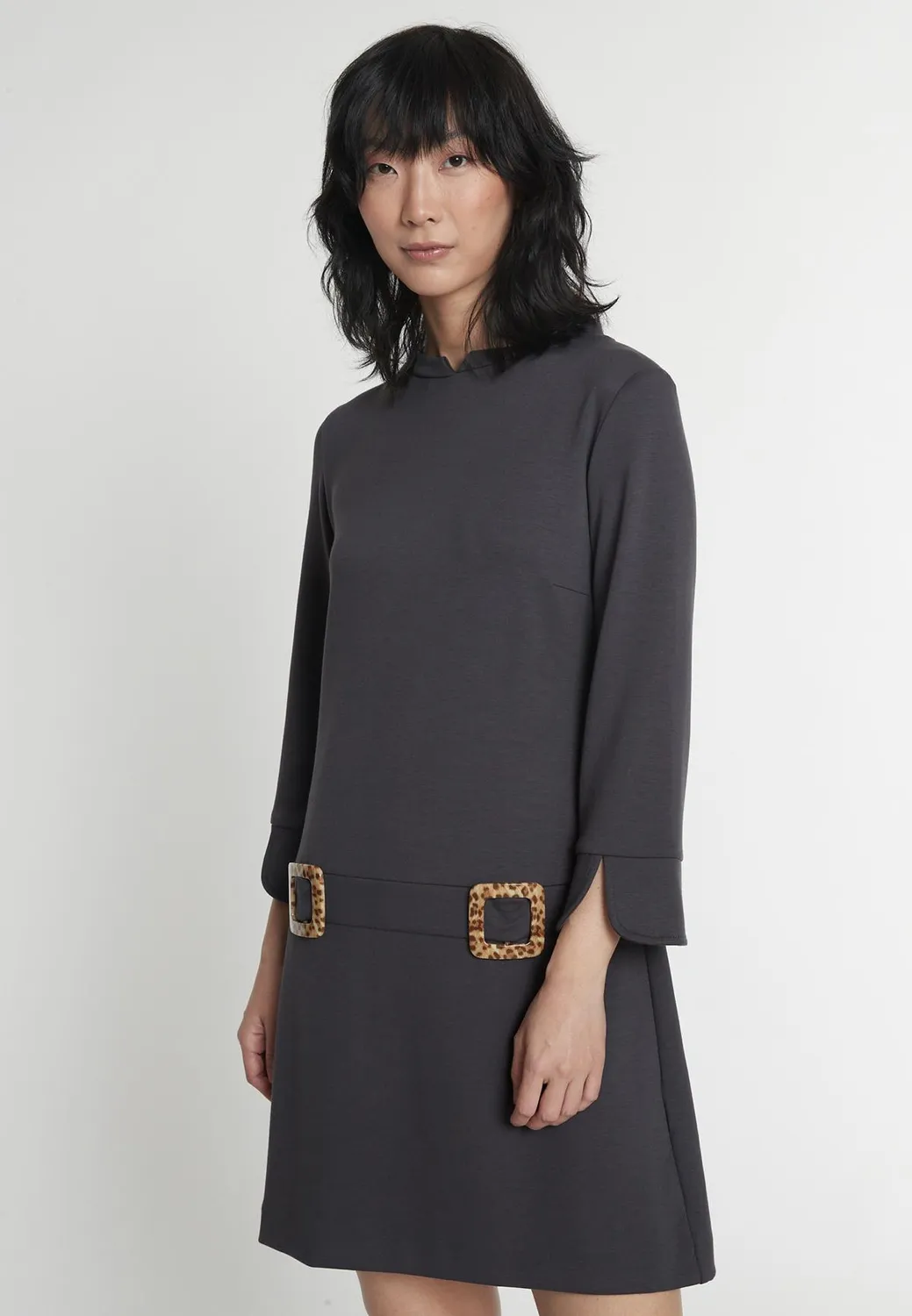 Ana Alcazar Inosa abito svasato grigio corto