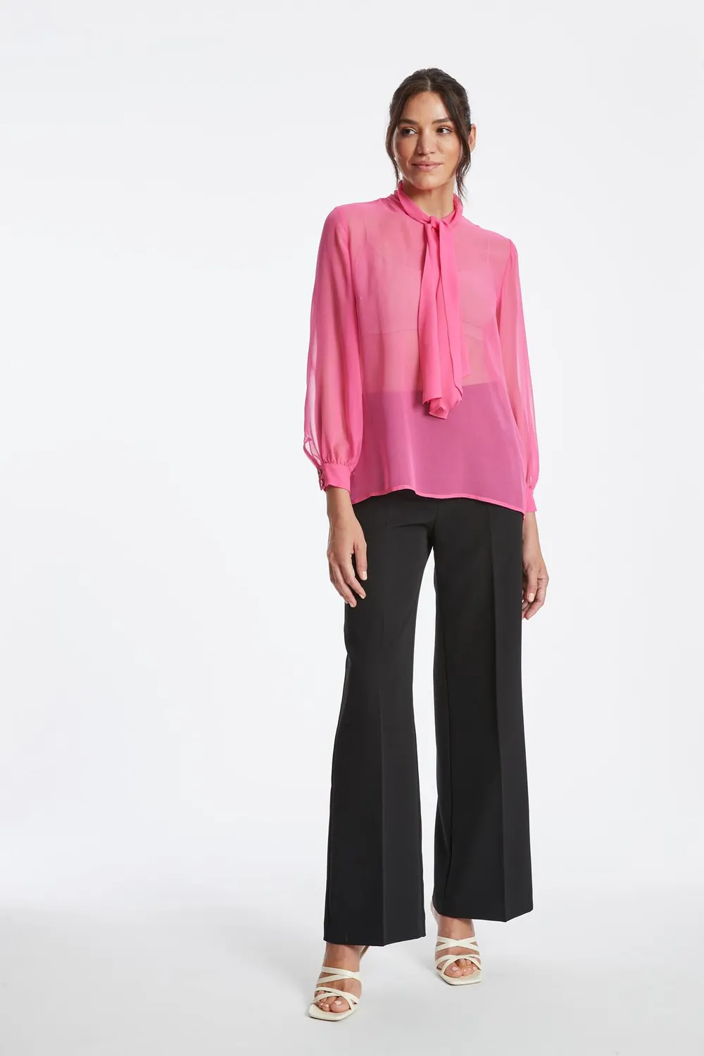 Ana Alcazar Zerina camicetta chiffon rosa fiocco
