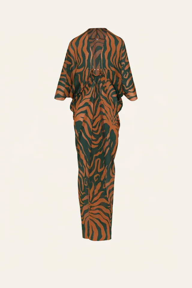 Johanna Ortiz Sensory Tapestry caftano maxi verde georgette