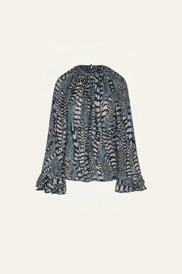 Johanna Ortiz La Bohemia top seta blu navy