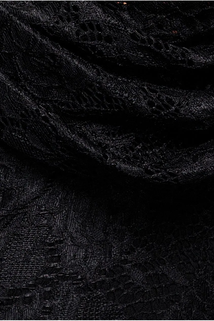 Goddiva Lace Cowl One Shoulder abito maxi nero