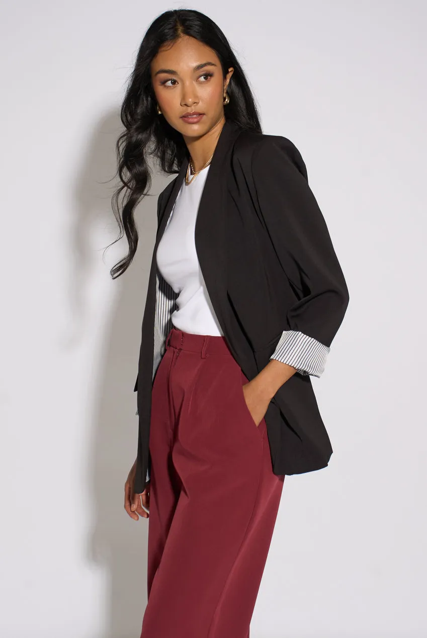 Gini London Edge To Edge blazer nero maniche contrasto