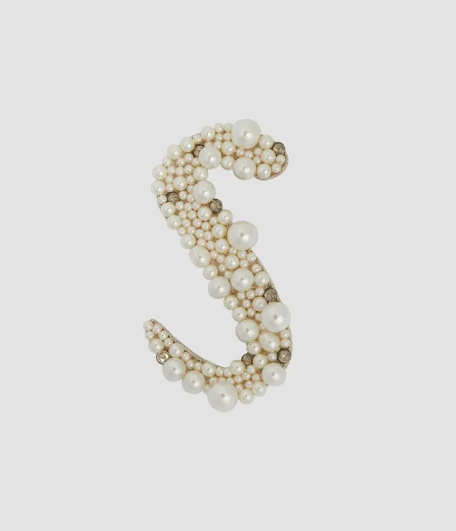 Erdem Pearl Alphabet Brooch S spilla lettera S perle