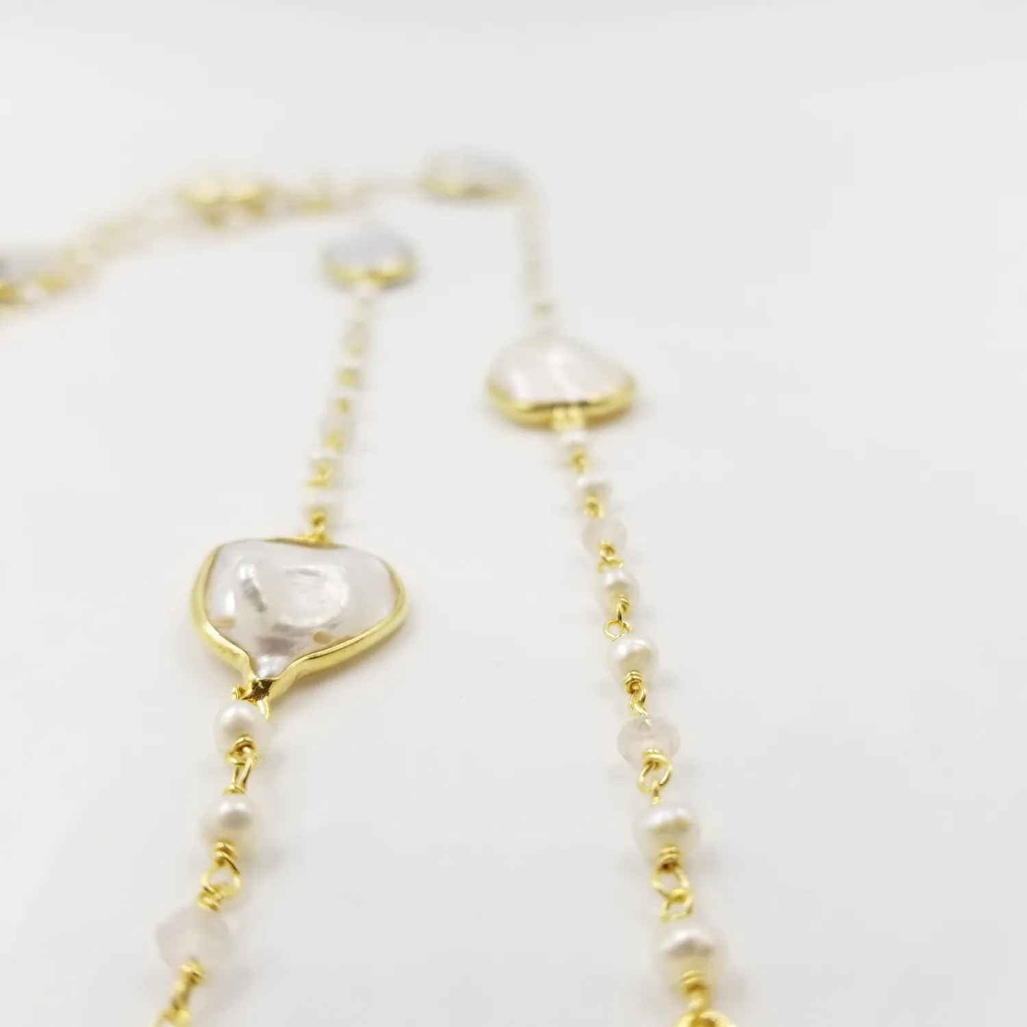 Our Dve Oval Pearl Rose Quartz collana oro perle