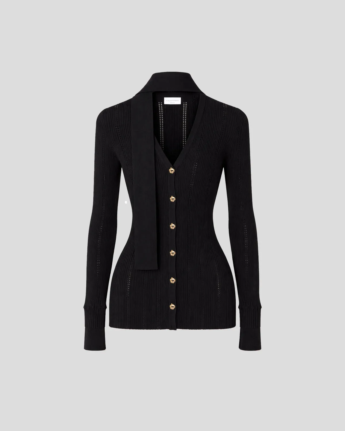 Violante Nessi Diederik Cardigan nero viscosa con sciarpa