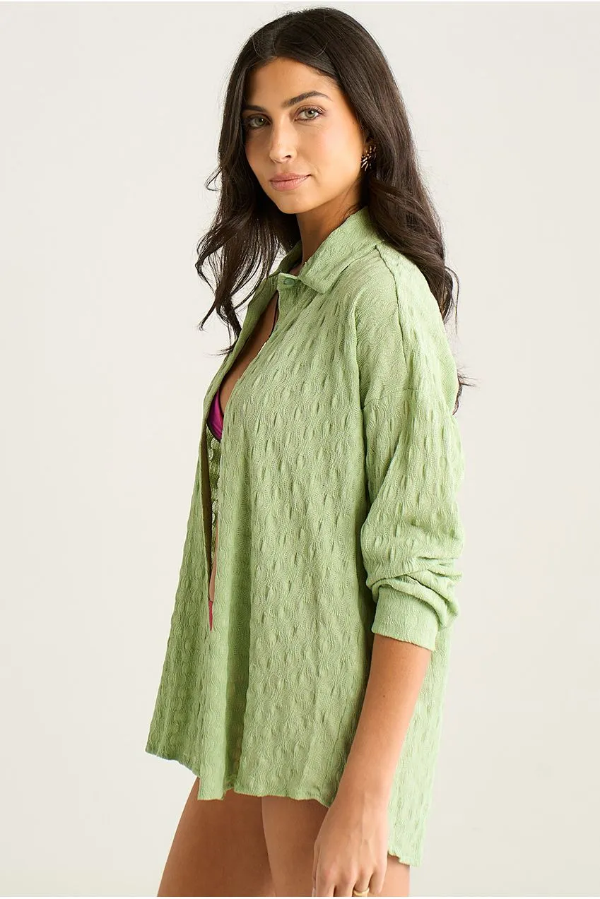 Gini London camicia verde salvia oversize manica lunga