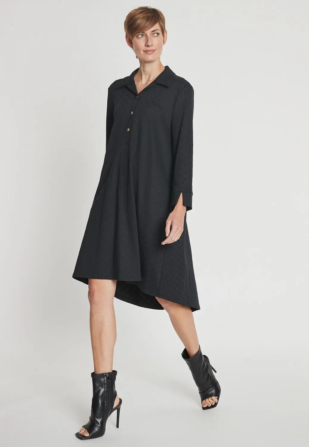 Ana Alcazar Hemki vestito camicia nero a quadri