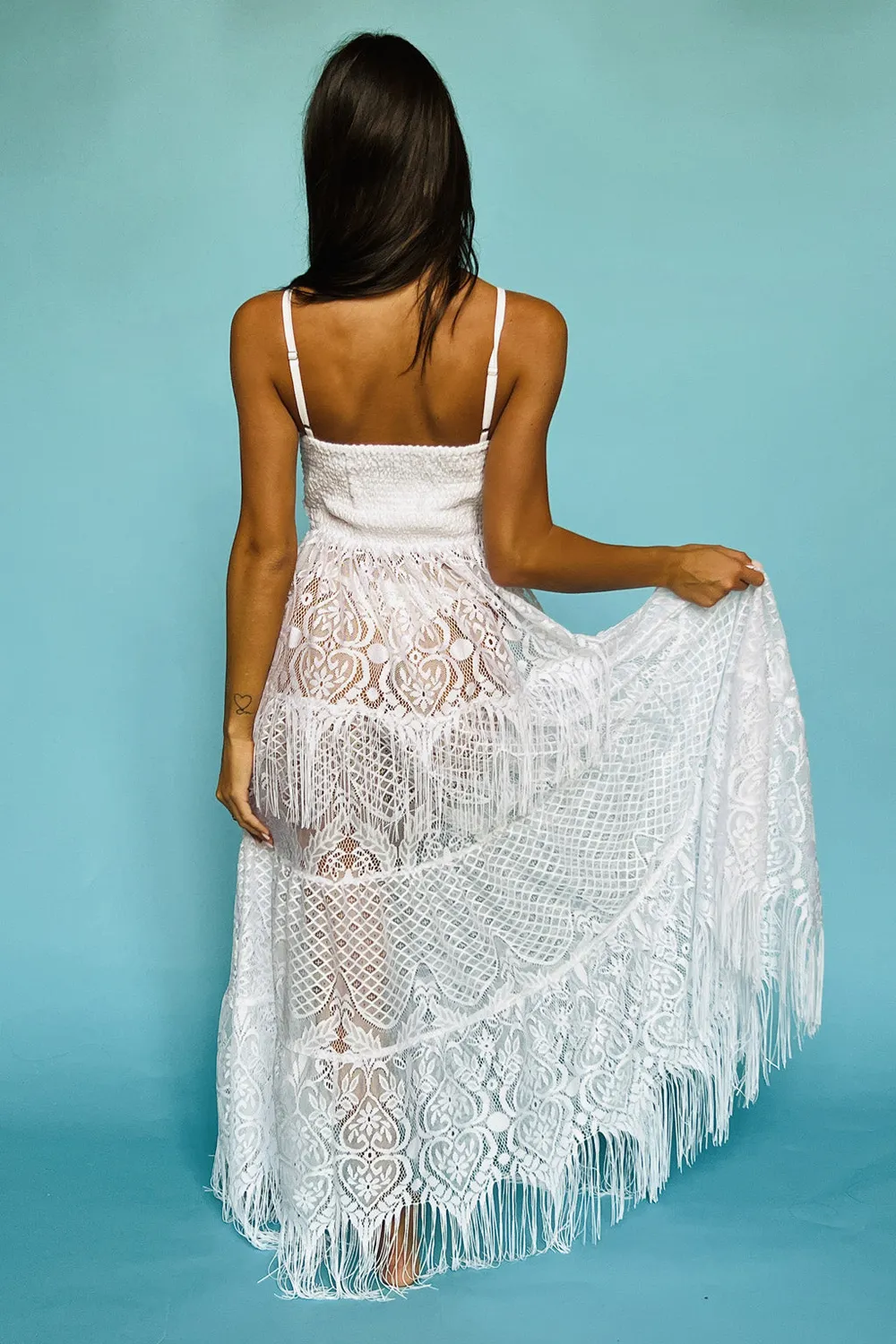Antica Sartoria Positano DW069 abito lungo bretelle bianco