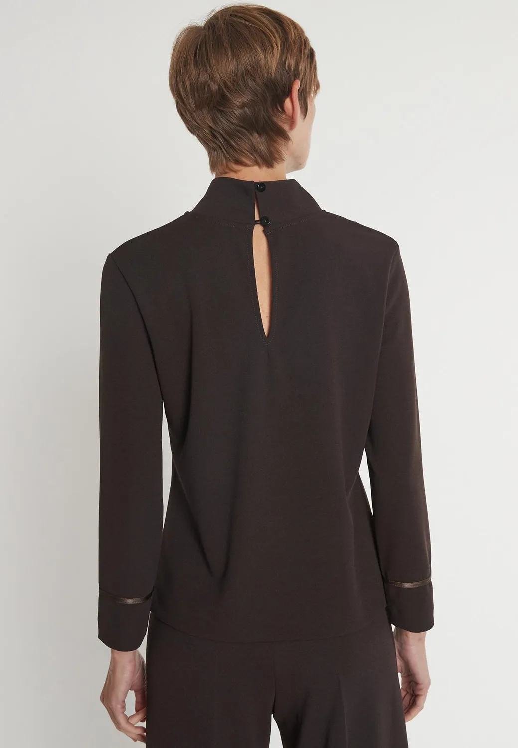 Ana Alcazar Harvene camicia marrone ecopelle