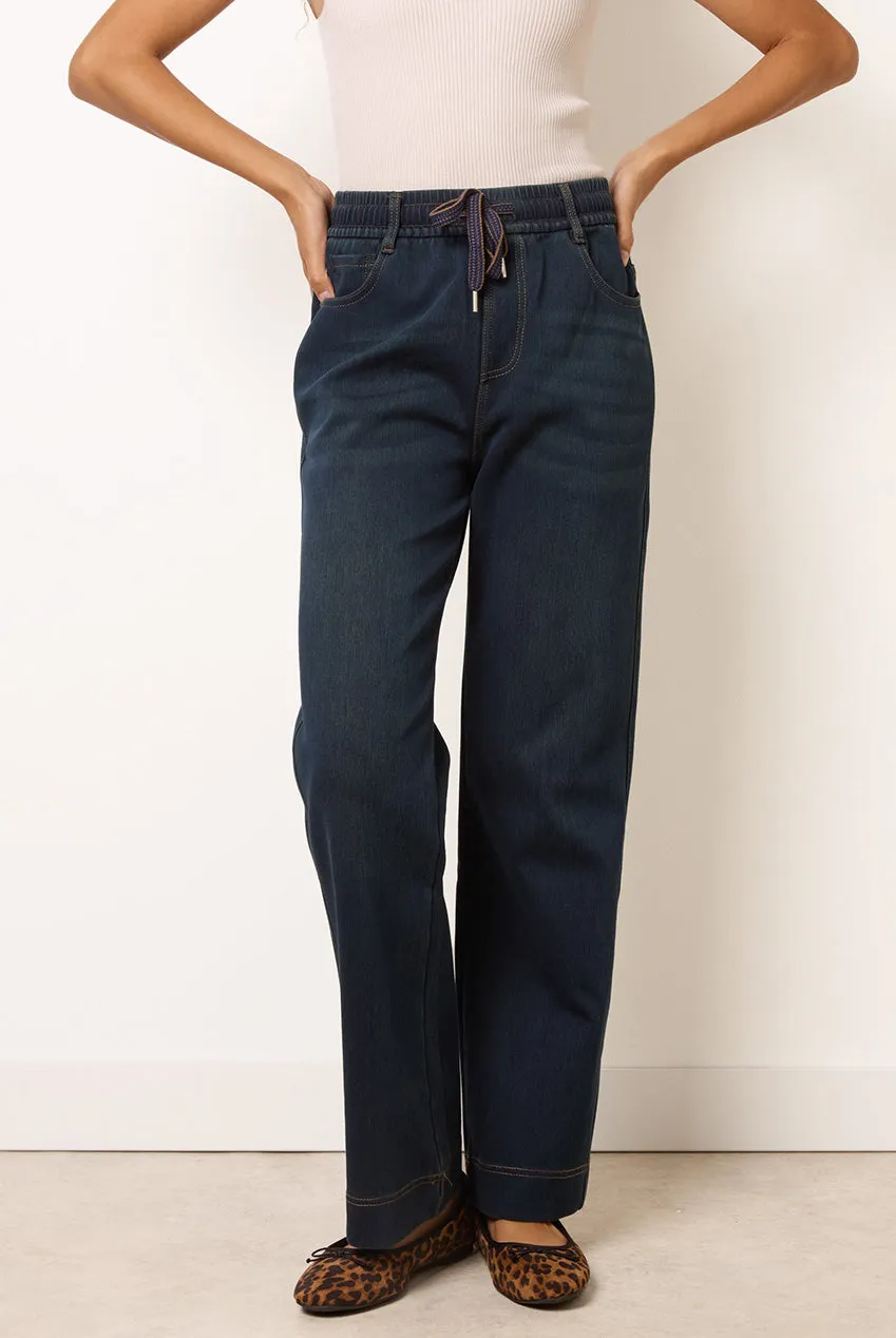 Blue Vanilla Elastic Waist jeans indaco vita elastica flare
