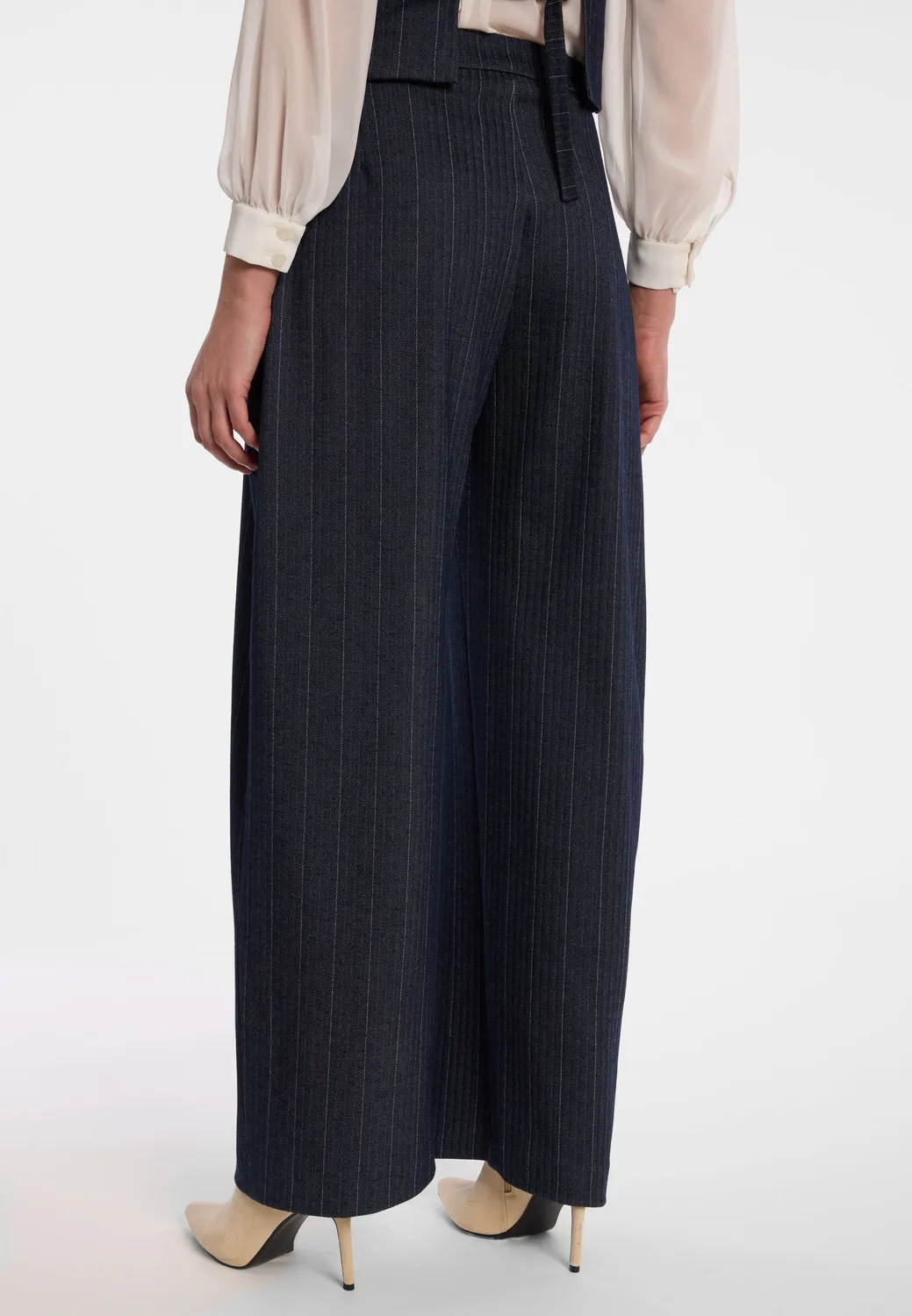 Ana Alcazar Enliry pantaloni barrel gessati blu navy