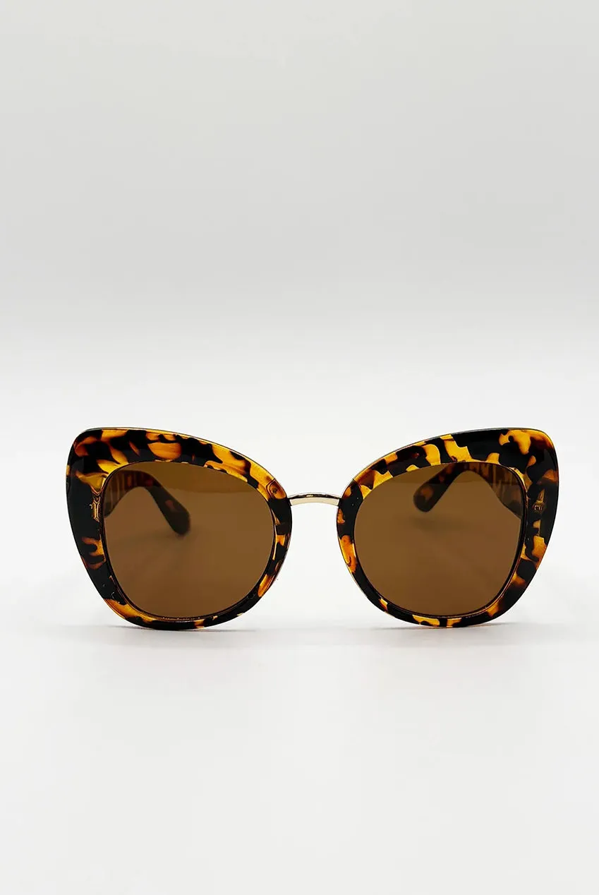 SVNX Oversized Cat-Eye occhiali sole tartarugati UV400