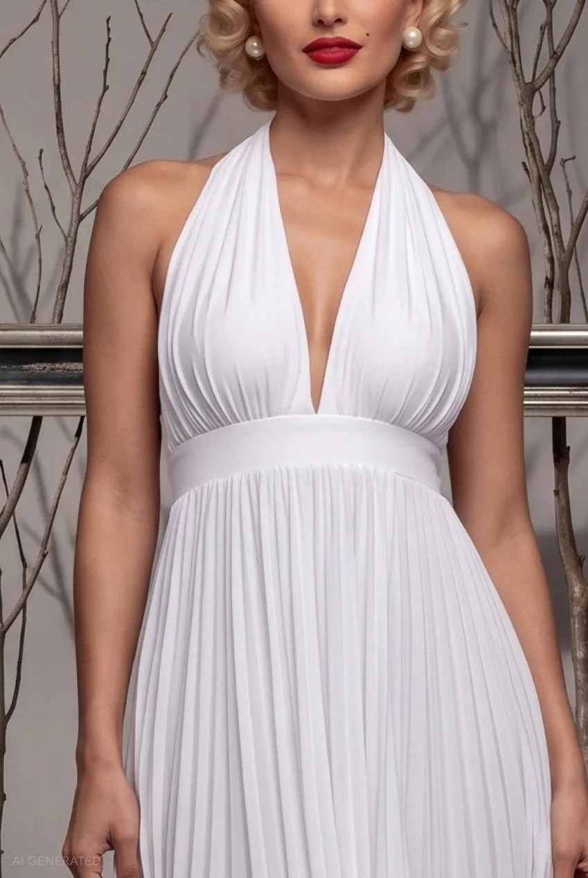 Goddiva Hollywood Bombshell abito mini bianco scollo V 10