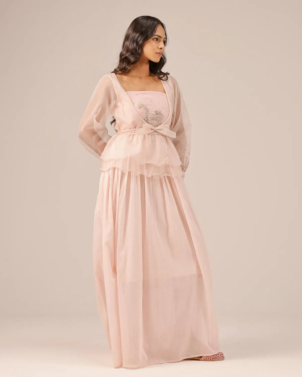 Our Dve Flora giacca e abito organza rosa