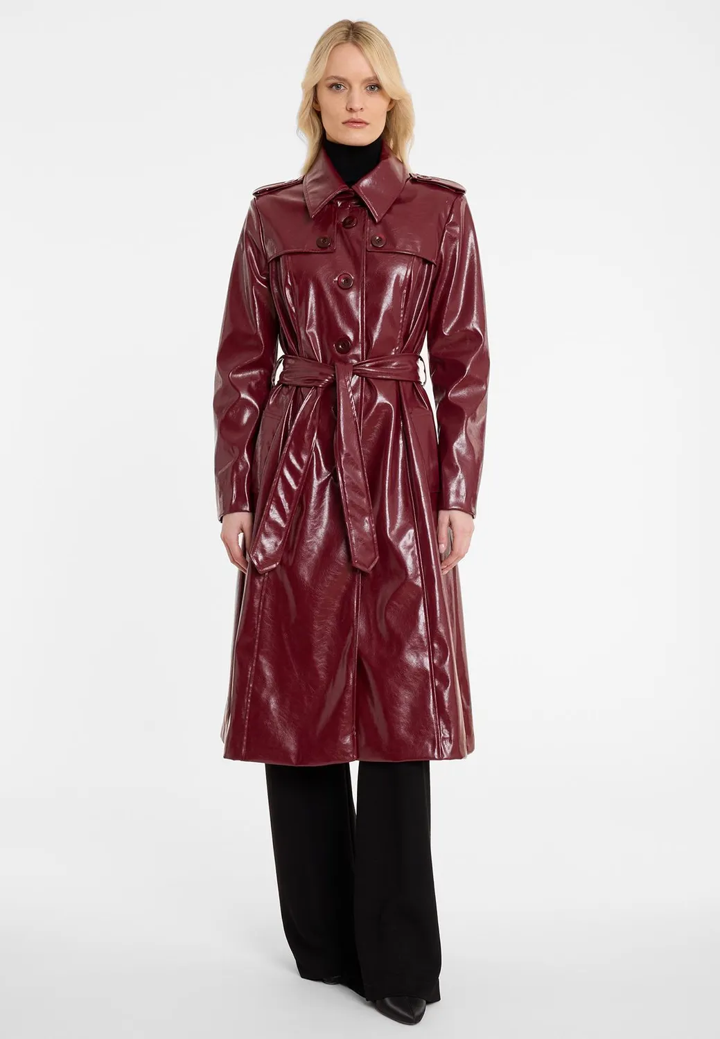 Ana Alcazar Acela trench bordeaux vernice