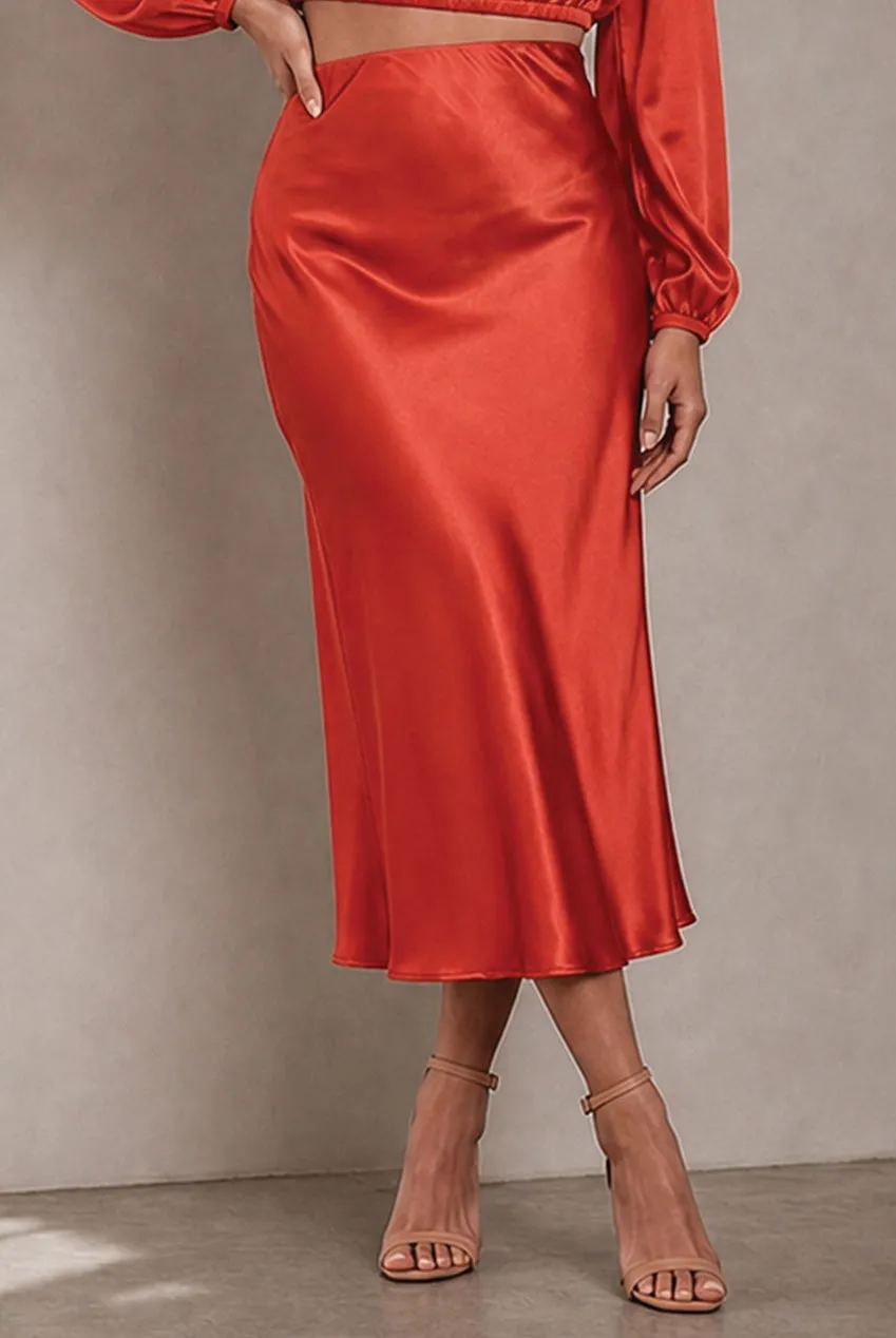 Chi Chi London BN0643 gonna satin rossa midi