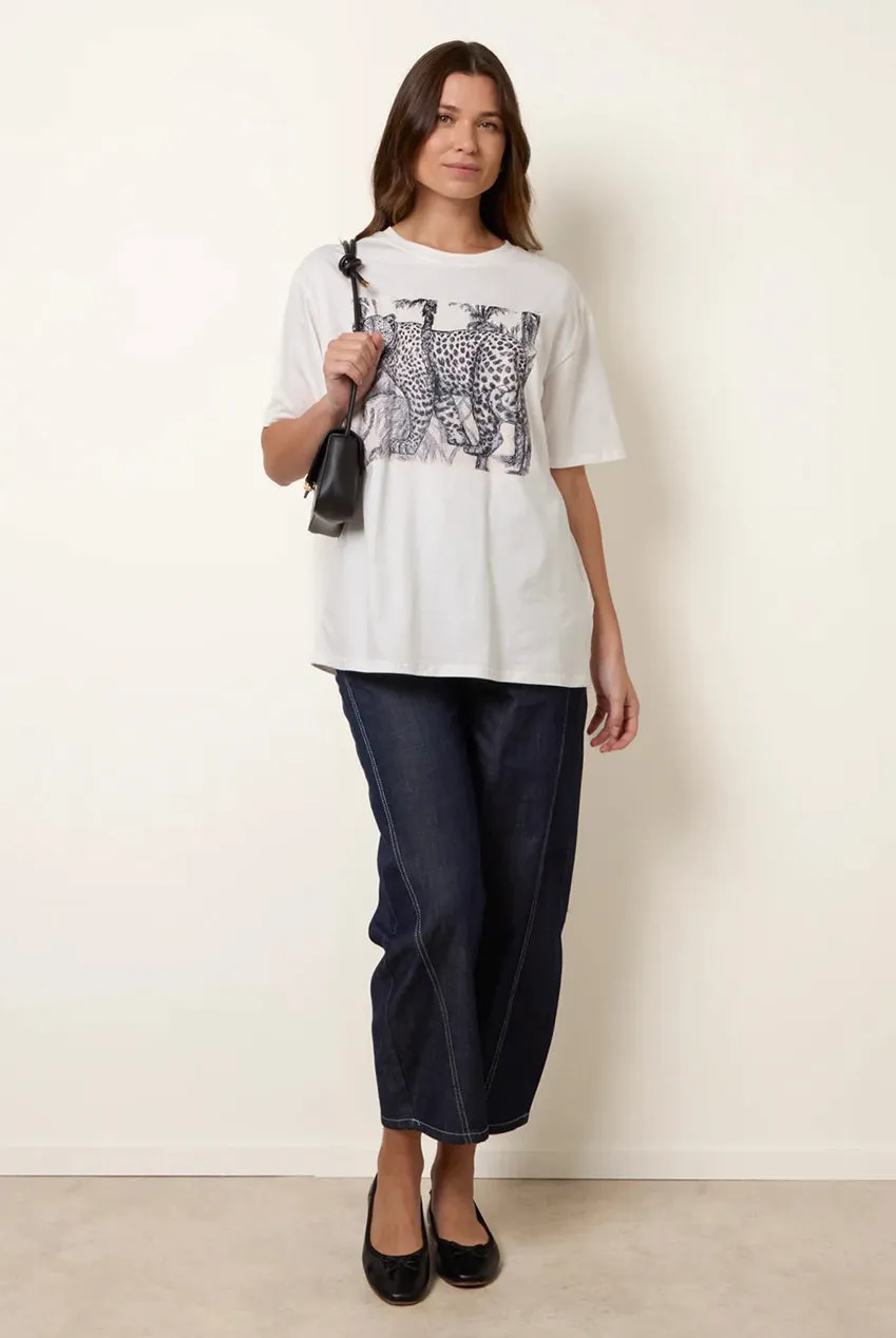Blue Vanilla Graphic Print t-shirt avorio girocollo oversize