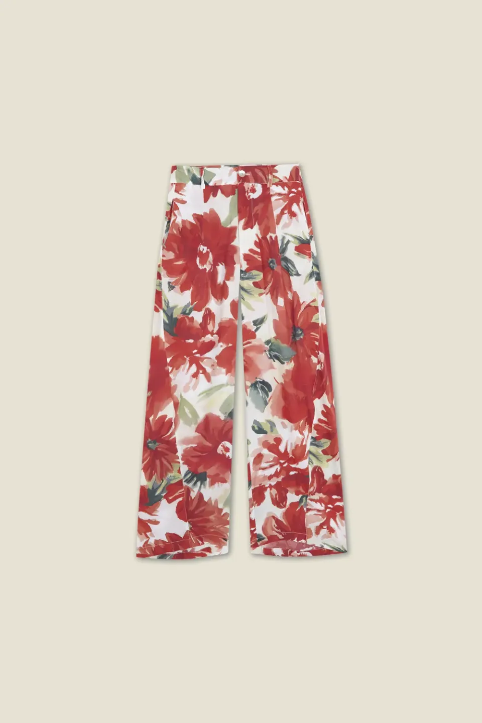 Dahlia Samba pantaloni rossi viscose gamba larga