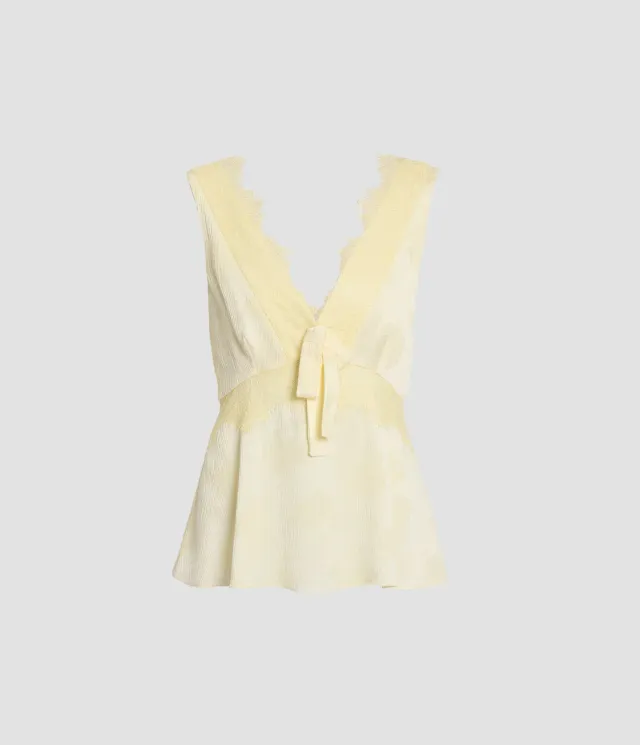 Erdem Top Smanicato Jacquard Floreale Creponne