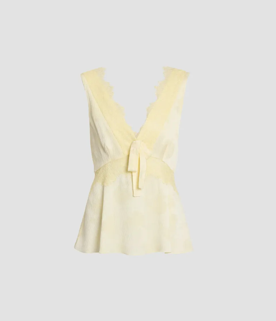 Erdem Top Smanicato Jacquard Floreale Creponne