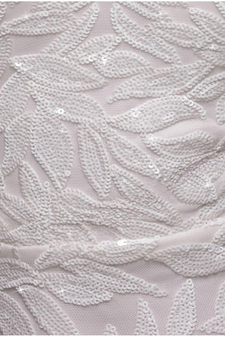 Goddiva Diamante Strap Abito Maxi Bianco Paillettes