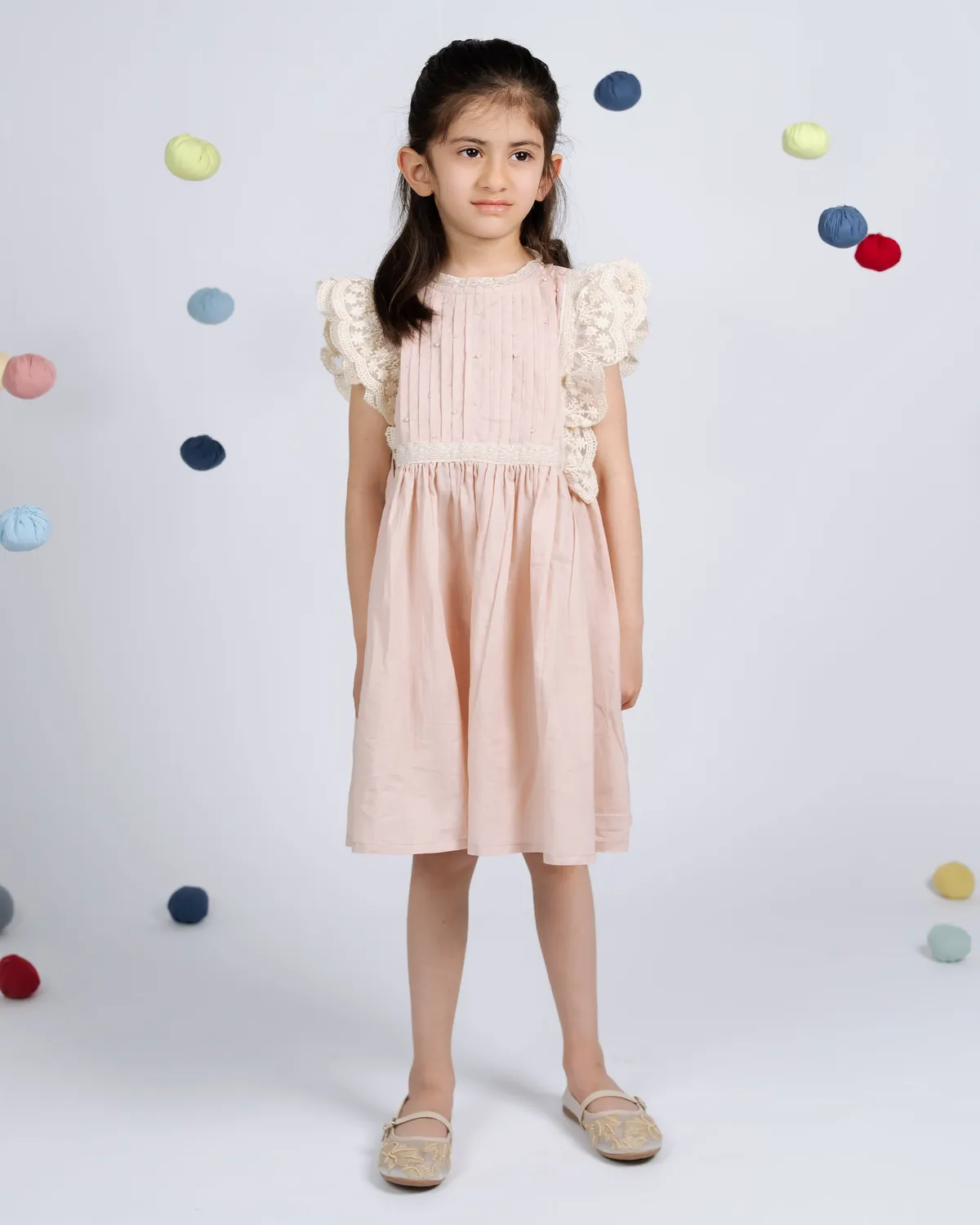 Our Dve Rosie Dress vestito bambina rosa cotone 5-6 anni