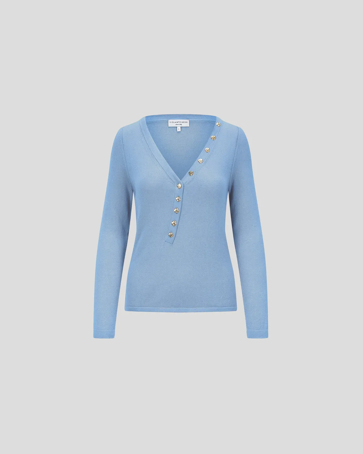 Violante Nessi Rotella top maglia azzurra cashmere